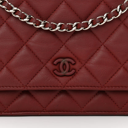 Chanel Aged Calfskin Quilted Wallet On Chain WOC Burgundy 9 of 15