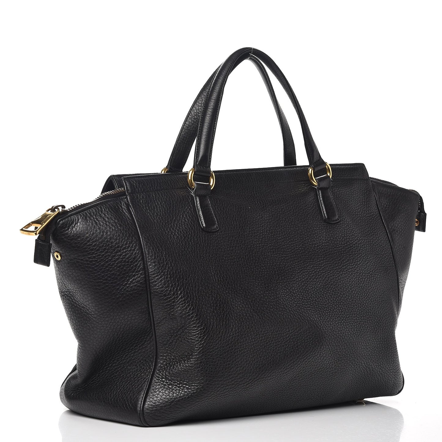Pebbled Calfskin Medium 1973 Top Handle Satchel Black