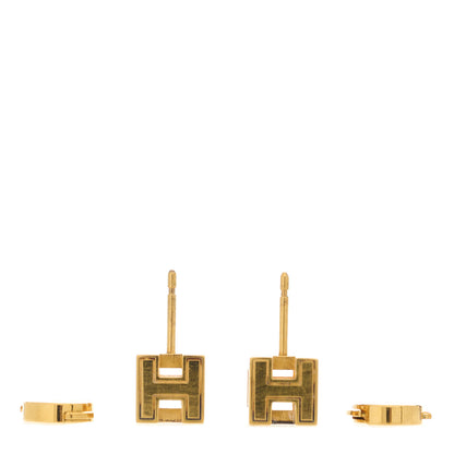 Hermes Gold Lacquered Cage d'H Earrings Ecru 3 of 5