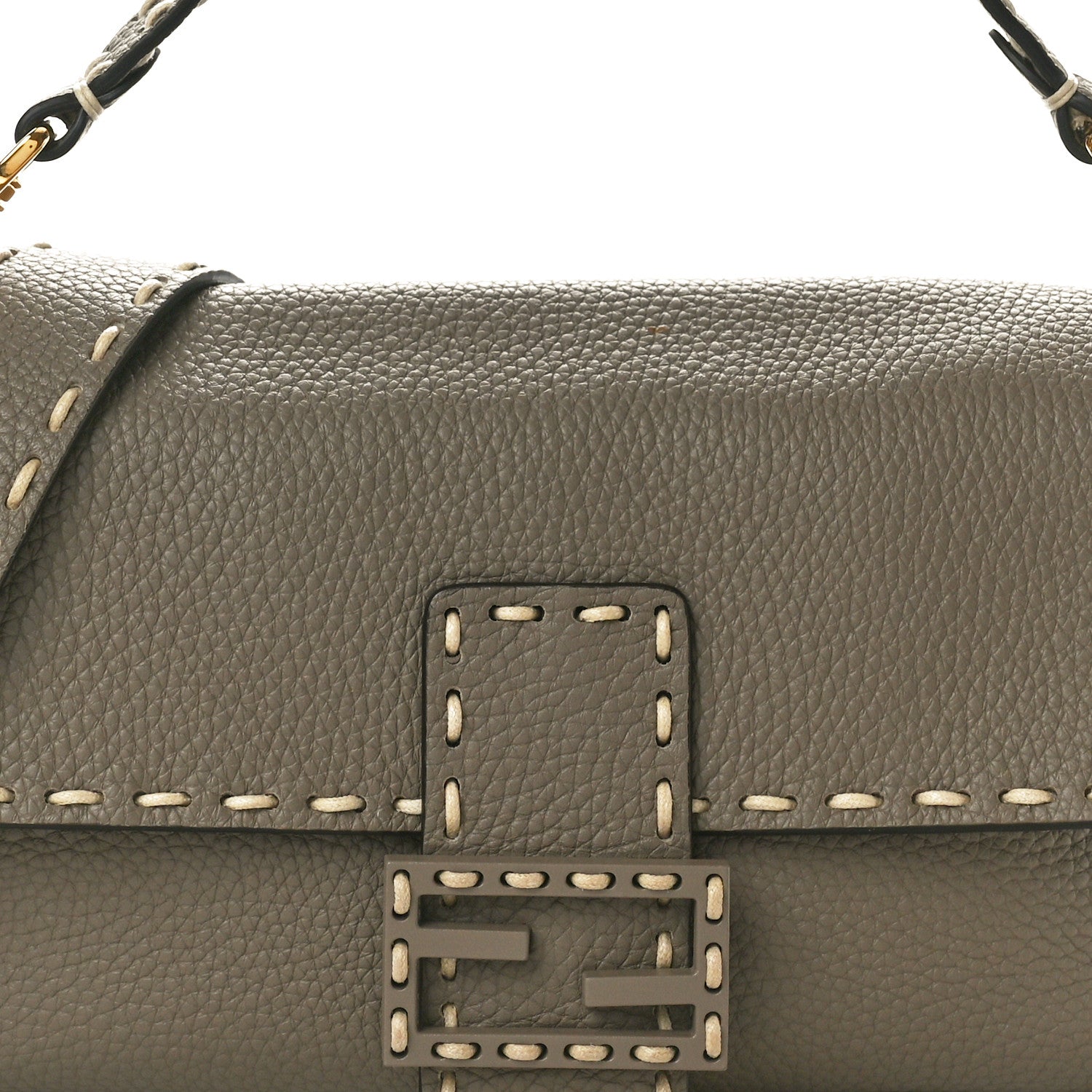 Fendi Vitello Stampa Granata Macro Stitchings Baguette Tartufo 7 of 9