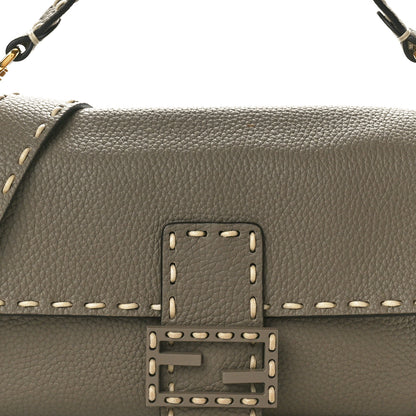 Fendi Vitello Stampa Granata Macro Stitchings Baguette Tartufo 7 of 9