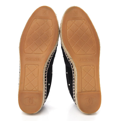 Chanel Suede Pearl CC Espadrilles 36 Black 5 of 9