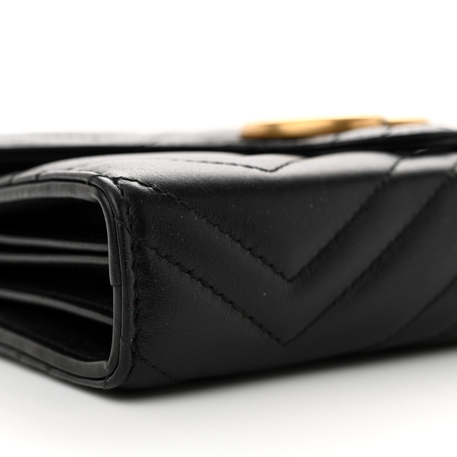 Gucci Calfskin Matelasse GG Marmont Chain Wallet Black 9 of 13