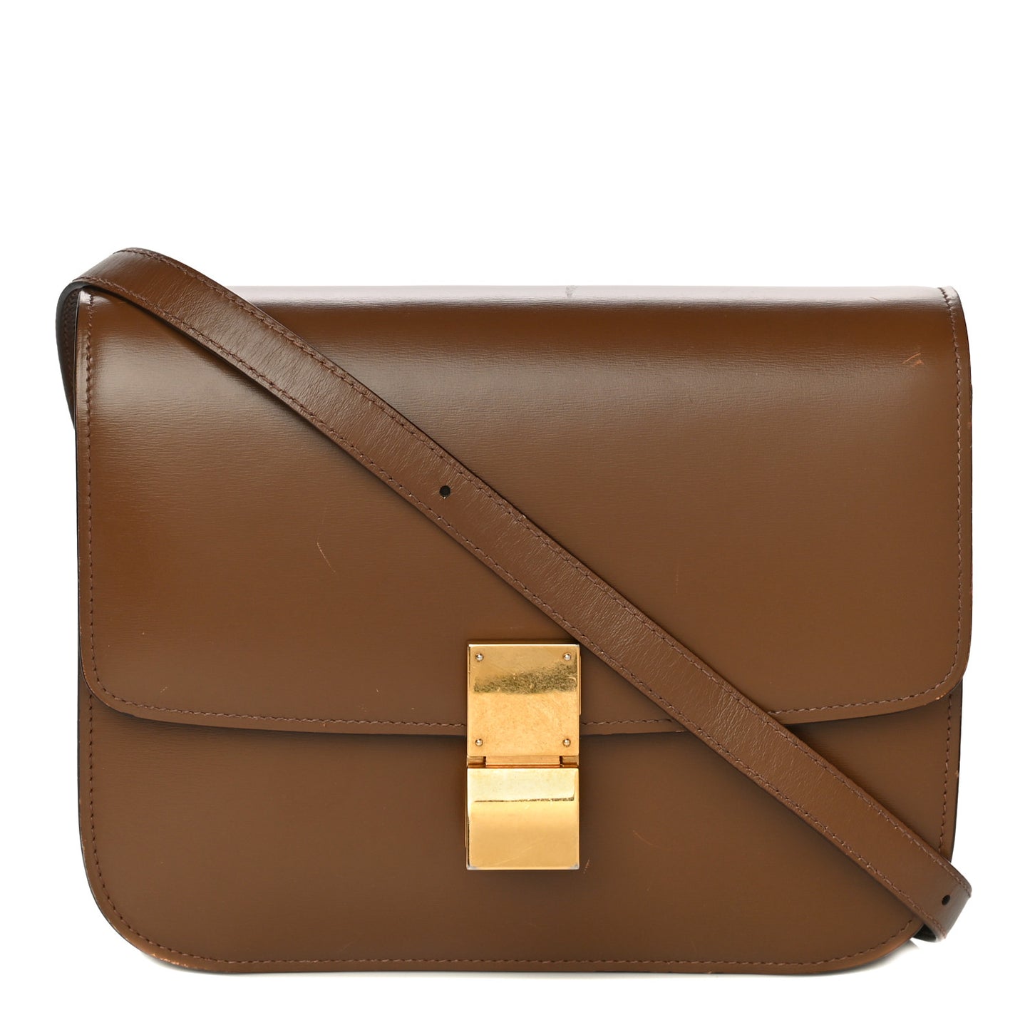 Box Calfskin Medium Classic Box Flap Bag Camel