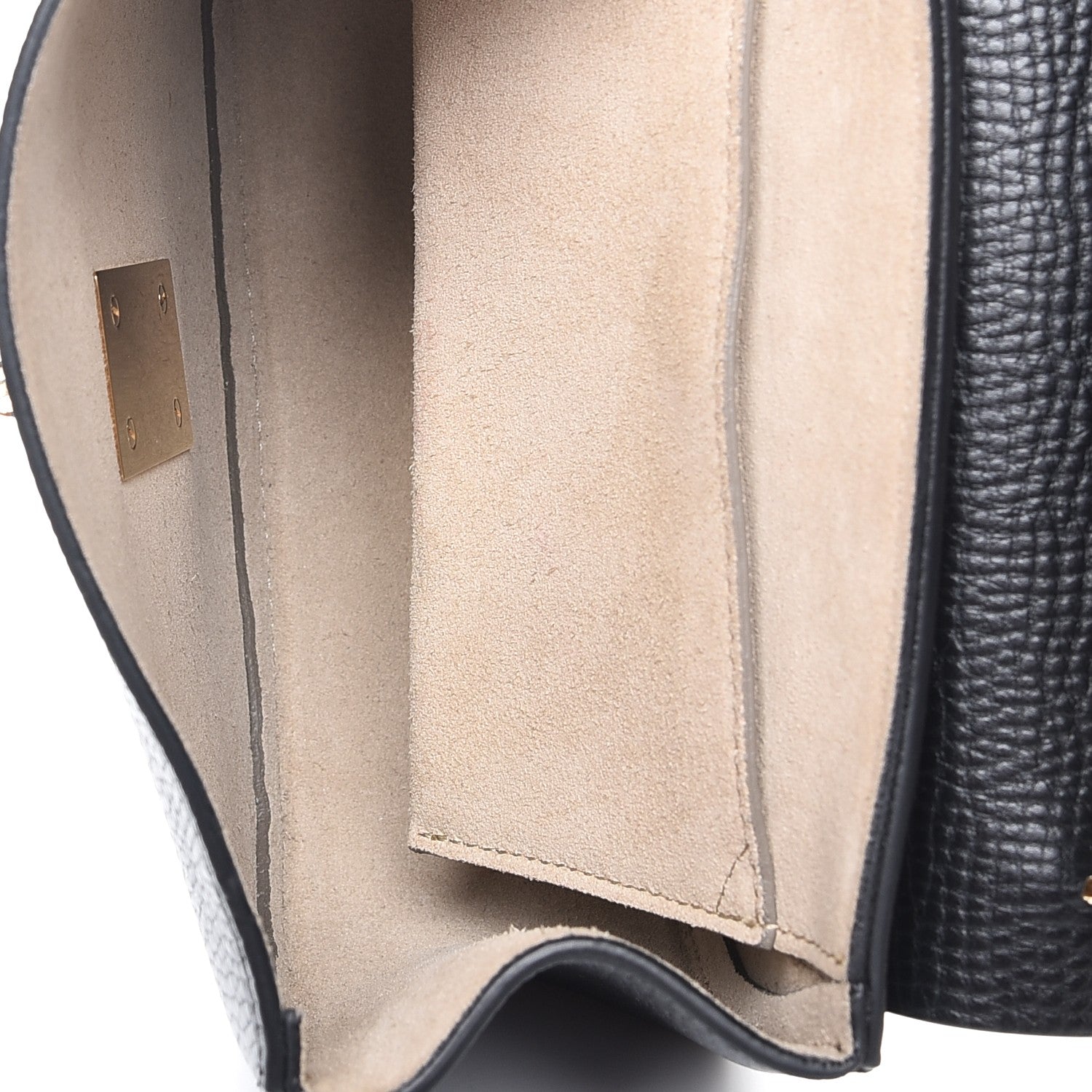 Chloe Grained Calfskin Lambskin Mini Bi-Color Drew Shoulder Bag Black Powder Beige 5 of 8