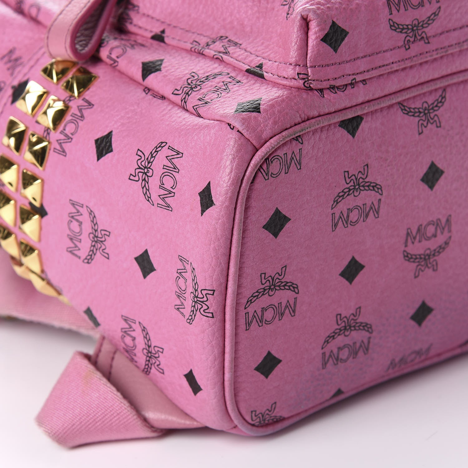 MCM Visetos Small Side Stud Stark Backpack Pink 5 of 9