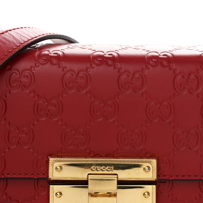 Gucci Guccissima Signature Small Padlock Top Handle Bag Hibiscus Red 8 of 12