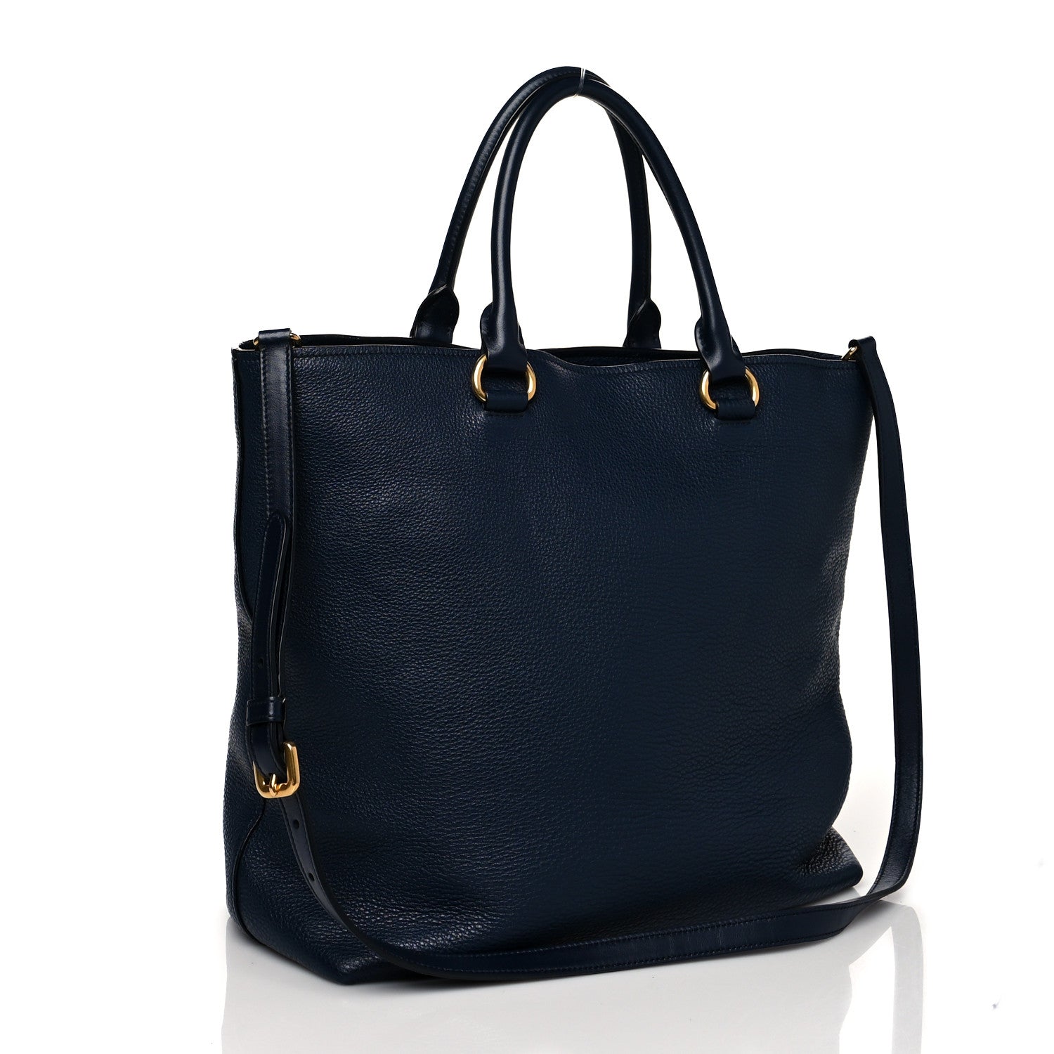 Prada Vitello Daino Pocket Shopping Tote Blue 2 of 8