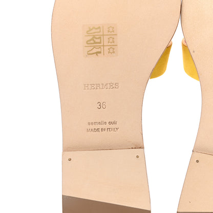 Hermes Suede Goatskin Oran Sandals 36 Jaune Sable 6 of 8
