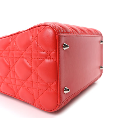 Christian Dior Lambskin Cannage Medium Lady Dior Red 9 of 10