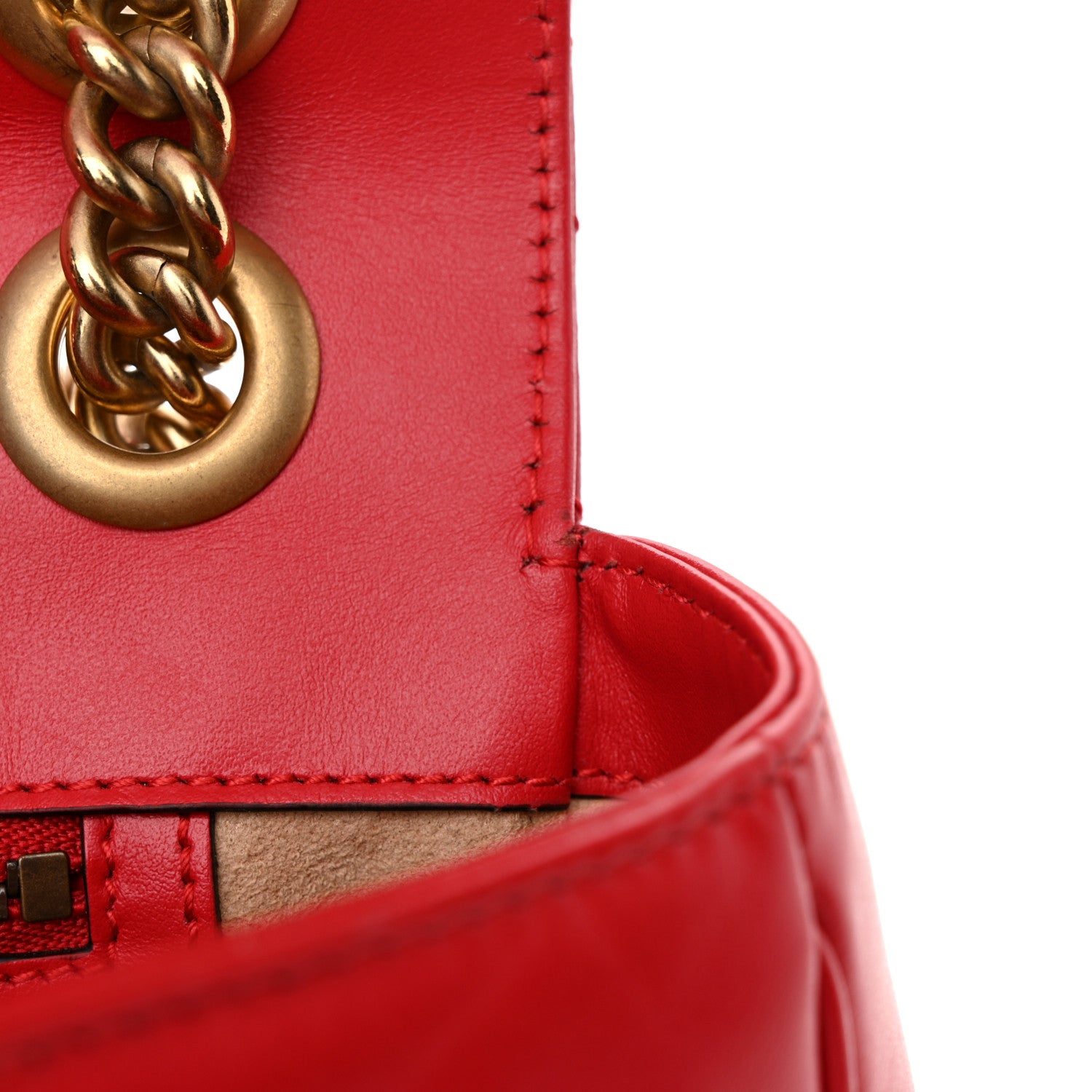 Gucci Calfskin Matelasse Medium GG Marmont Shoulder Bag Hibiscus Red 11 of 13