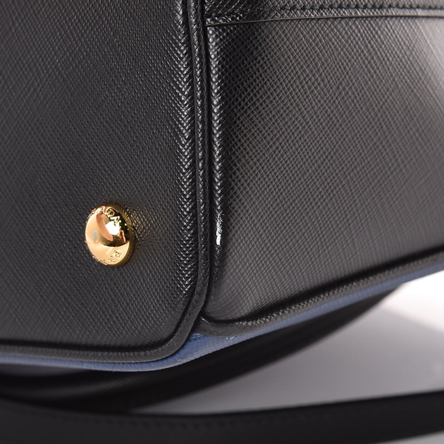 Saffiano Lux Bi-Color Medium Tote Bluette Black