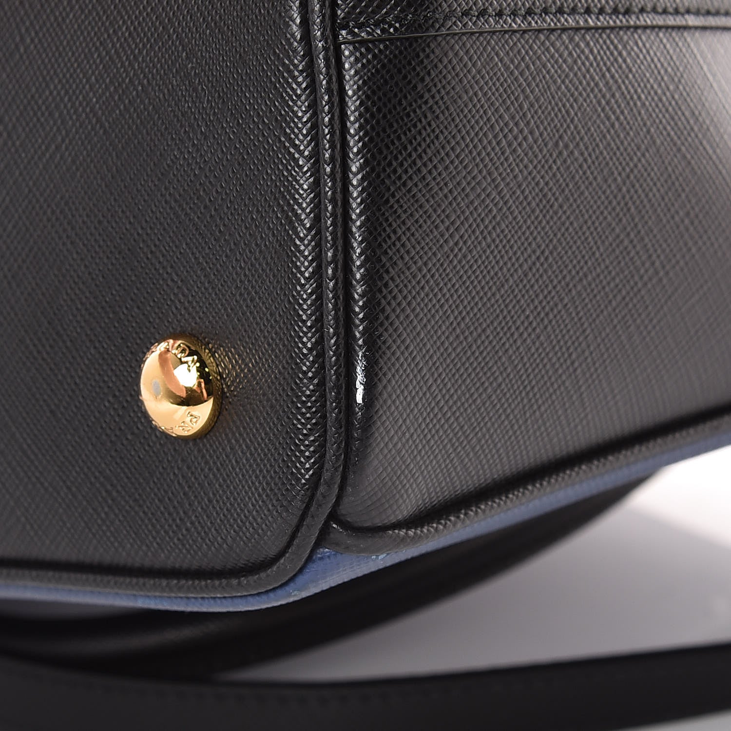 Prada Saffiano Lux Bi-Color Medium Tote Bluette Black 13 of 13