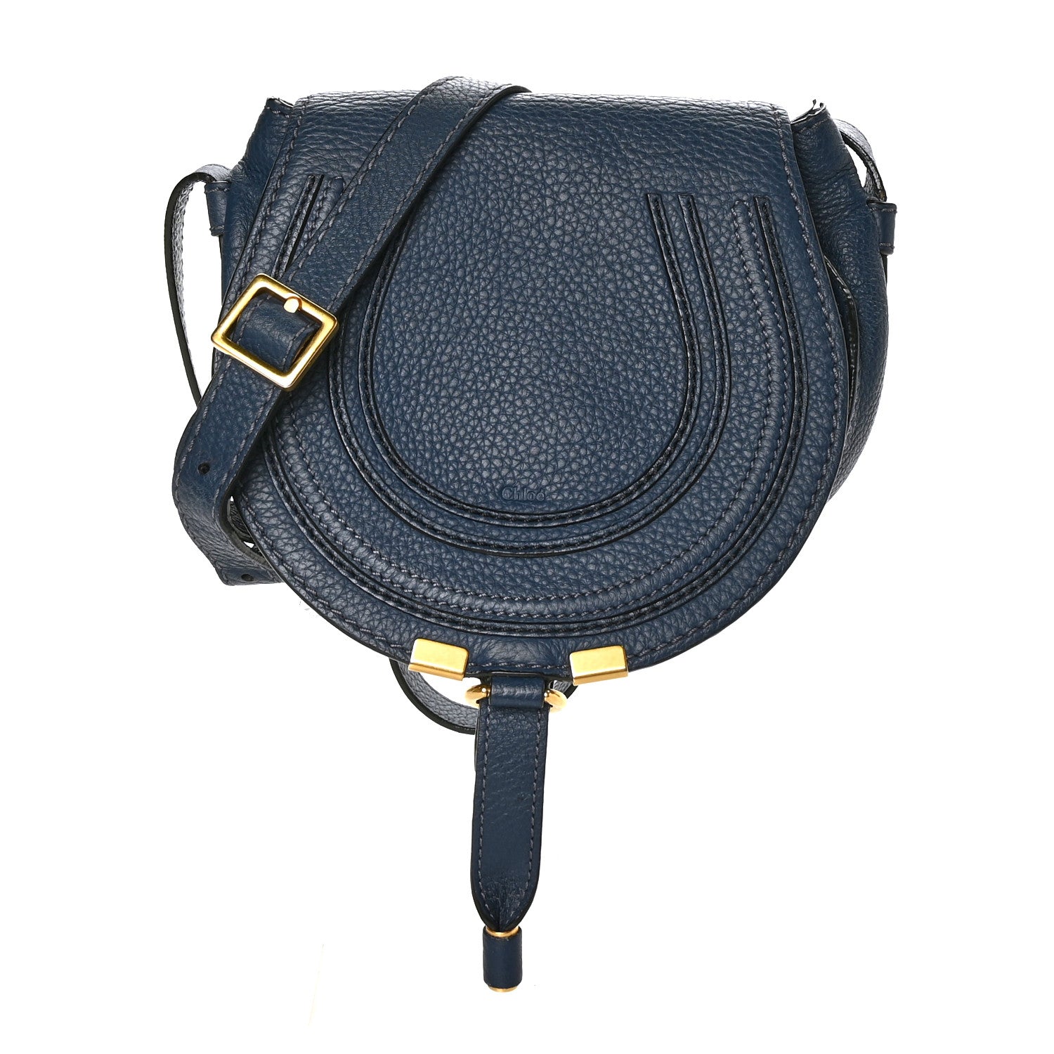 Chloe Calfskin Mini Marcie Round Crossbody Bag Royal Navy 2 of 15