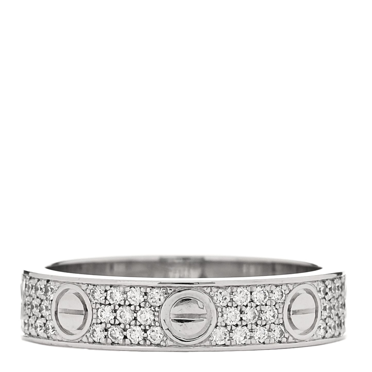 18K White Gold Diamond 4mm LOVE Wedding Paved Band Ring 48 4.5