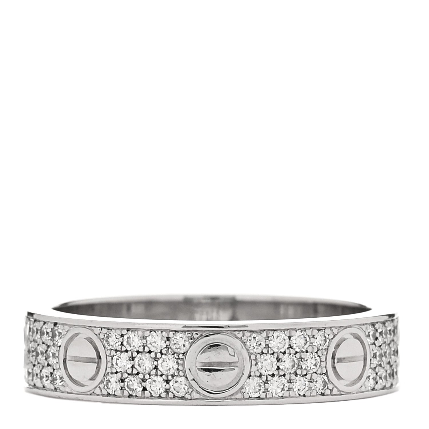 Cartier 18K White Gold Diamond 4mm LOVE Wedding Paved Band Ring 48 4.5 3 of 4