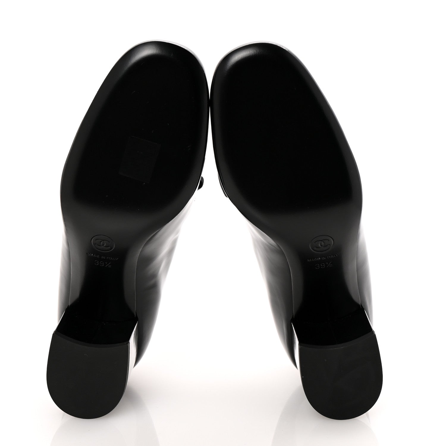 Chanel Patent Calfskin Grosgrain CC Mary Jane Pumps 39.5 Black 6 of 10