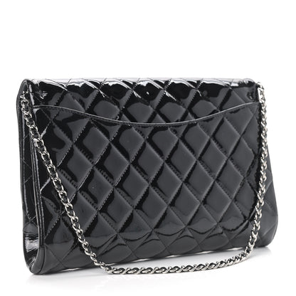 Chanel Patent Quilted Clutch with Chain Flap Black 3 of 9