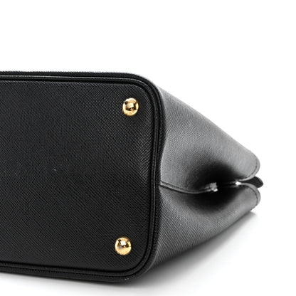 Prada Saffiano Cuir Small Double Bag Black Fuoco 12 of 14