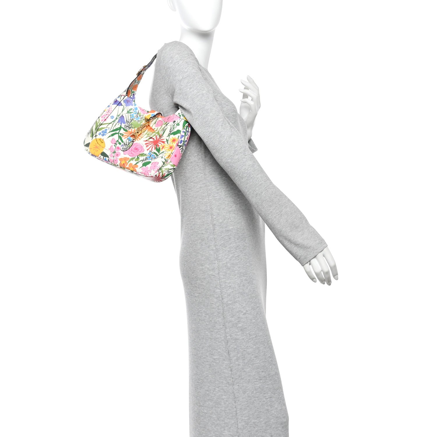 Gucci X KEN SCOTT New Shangai Calfskin Jardin D'Avril Floral Print Small Jackie 1961 Hobo Ivory Pink 2 of 12