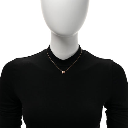 Hermes Lacquered Rose Gold Mini Pop H Pendant Necklace Rose Dragee 2 of 6