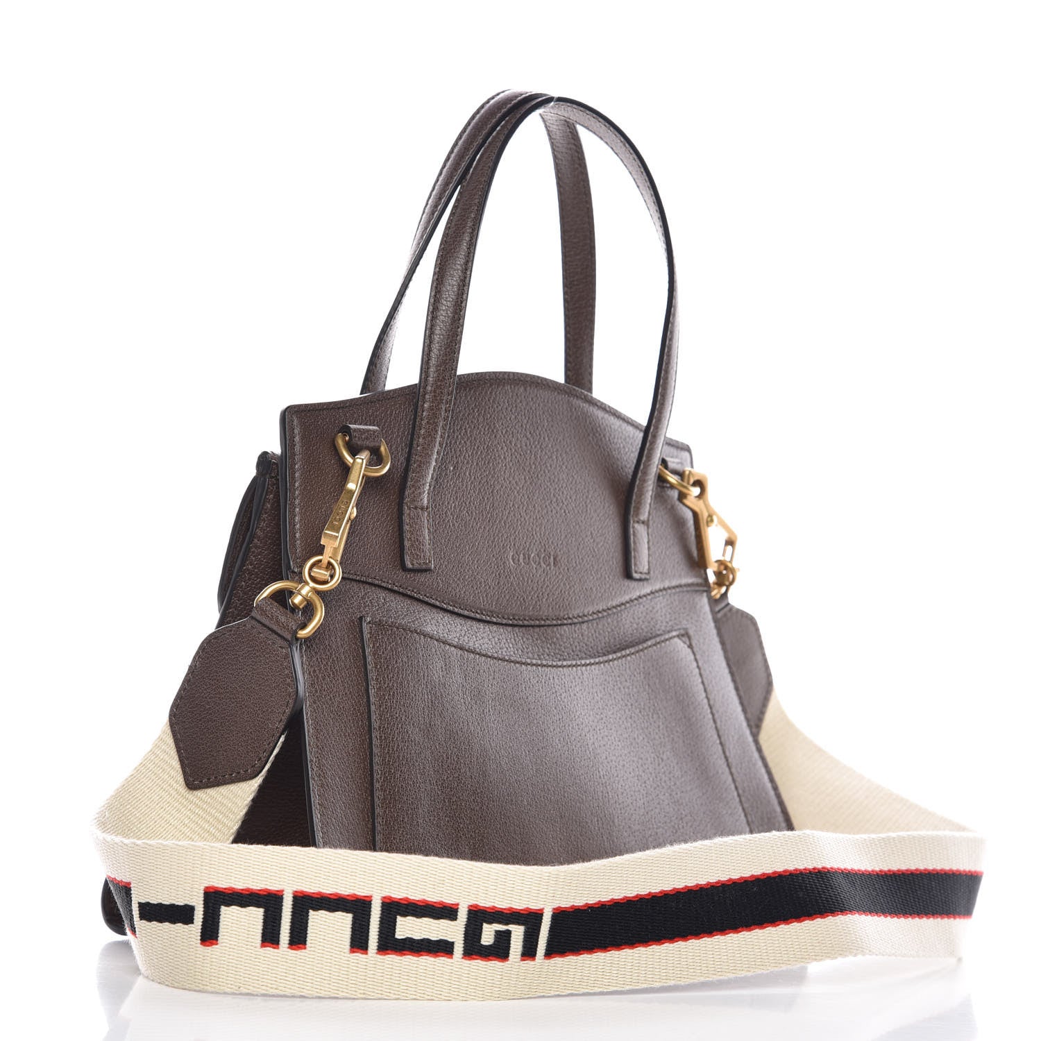 Gucci Textured Calfskin Web Crystal Butterfly Stripe Medium Totem Top Handle Bag New Acero 4 of 11