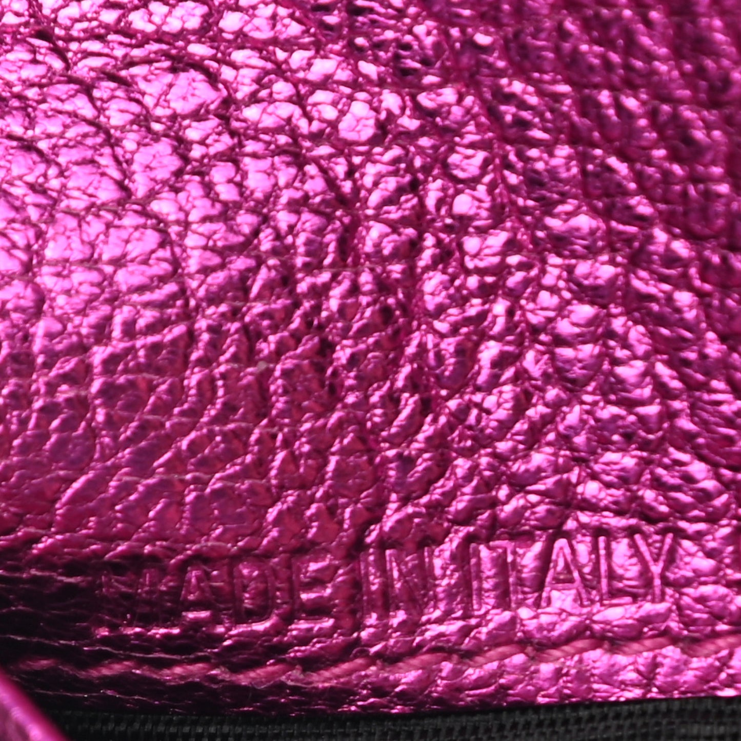 Metallic Goatskin Logo Everyday Multi Zip Wallet Rose Fuchsia Black