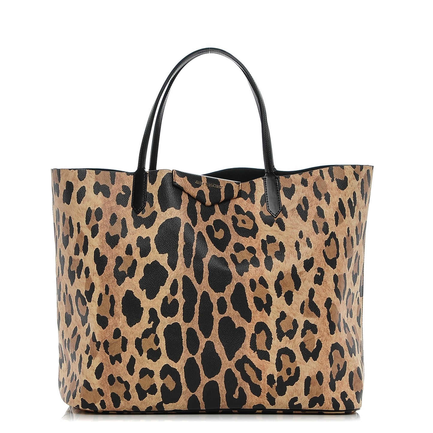 Textured Coated Canvas Leopard Print Large Antigona Tote
