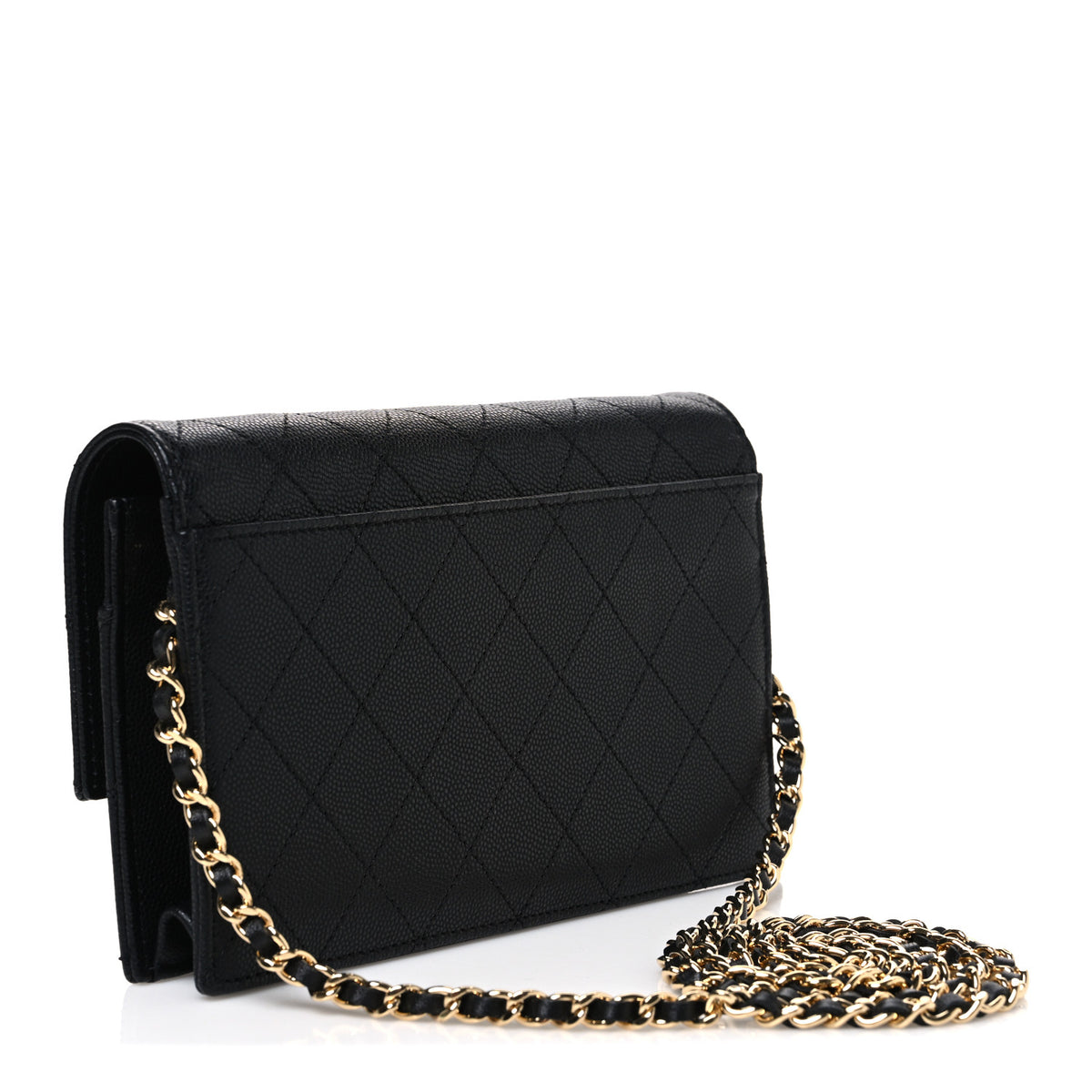 Chanel Shiny Caviar Lambskin Quilted CC Neo Filigree Wallet on Chain WOC Black 3 of 12