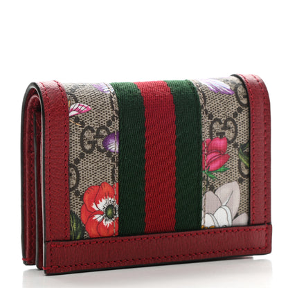 Gucci GG Supreme Monogram Flora Web Ophidia Card Case Red 3 of 9