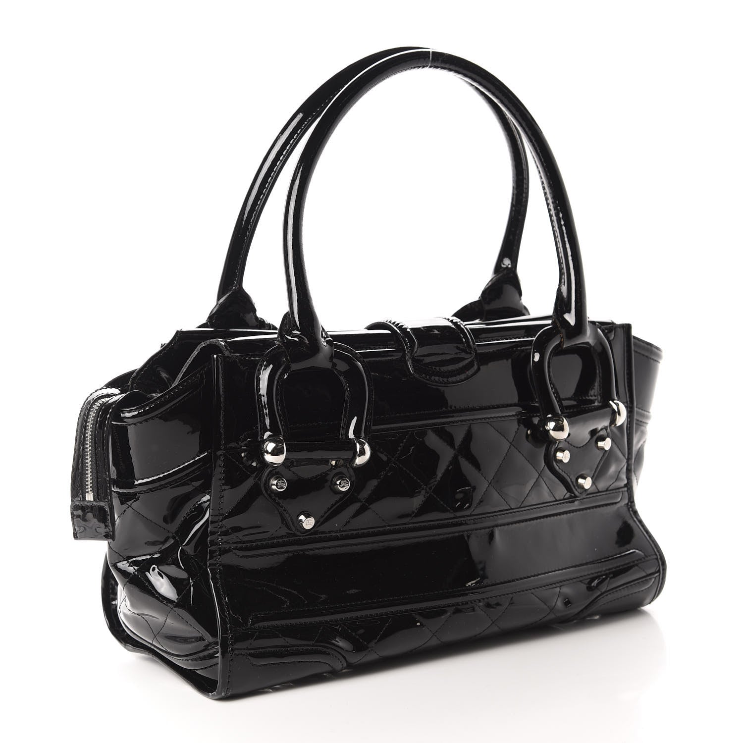 Burberry Patent Quilted Large Manor Tote Black 2 of 11
