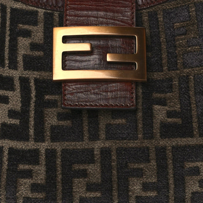 Fendi Velvet Zucca Vitello Forever Shoulder Bag Fango Grigio Bruciato 6 of 8