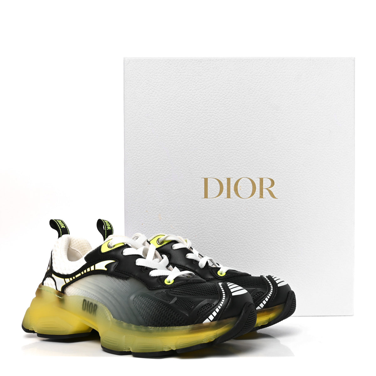 Christian Dior Matte Technical Fabric Mesh Dior Vibe Sneakers 37.5 White Yellow 10 of 10