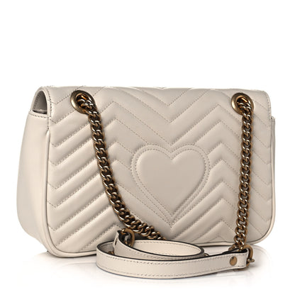 Gucci Calfskin Matelasse Small GG Marmont Shoulder Bag White 3 of 14