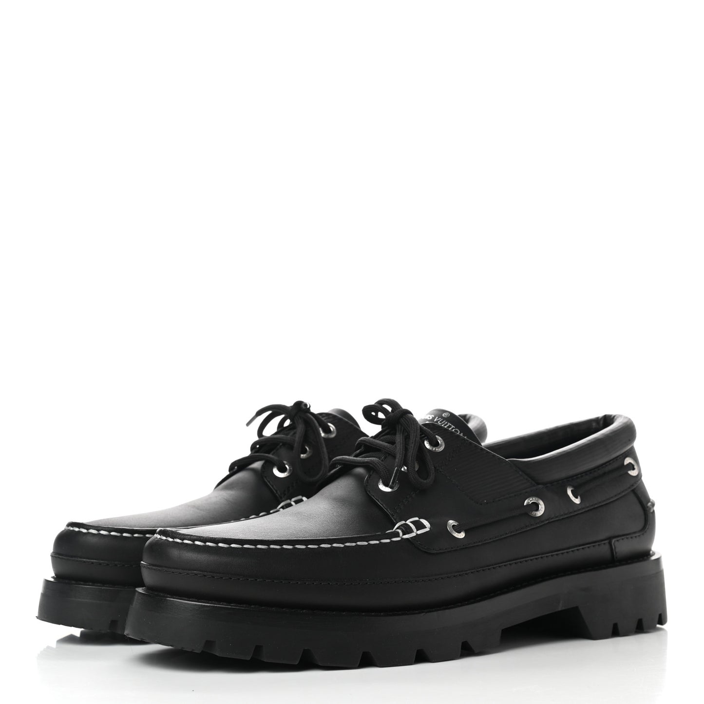 Calfskin Mens Summerland Boat Shoes 10 Black