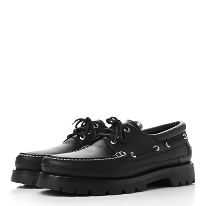 Louis Vuitton Calfskin Mens Summerland Boat Shoes 10 Black 3 of 8