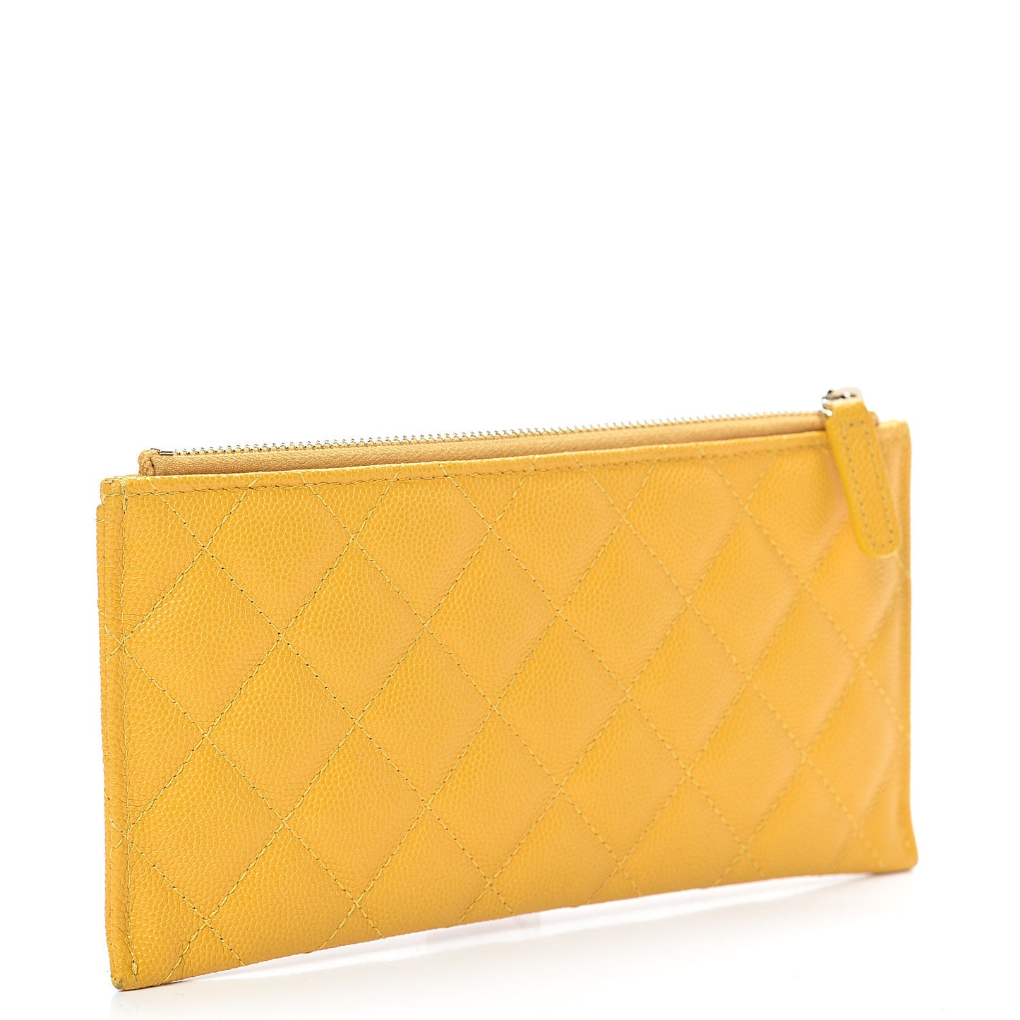 Caviar Quilted Classic Zip Pouch Yellow