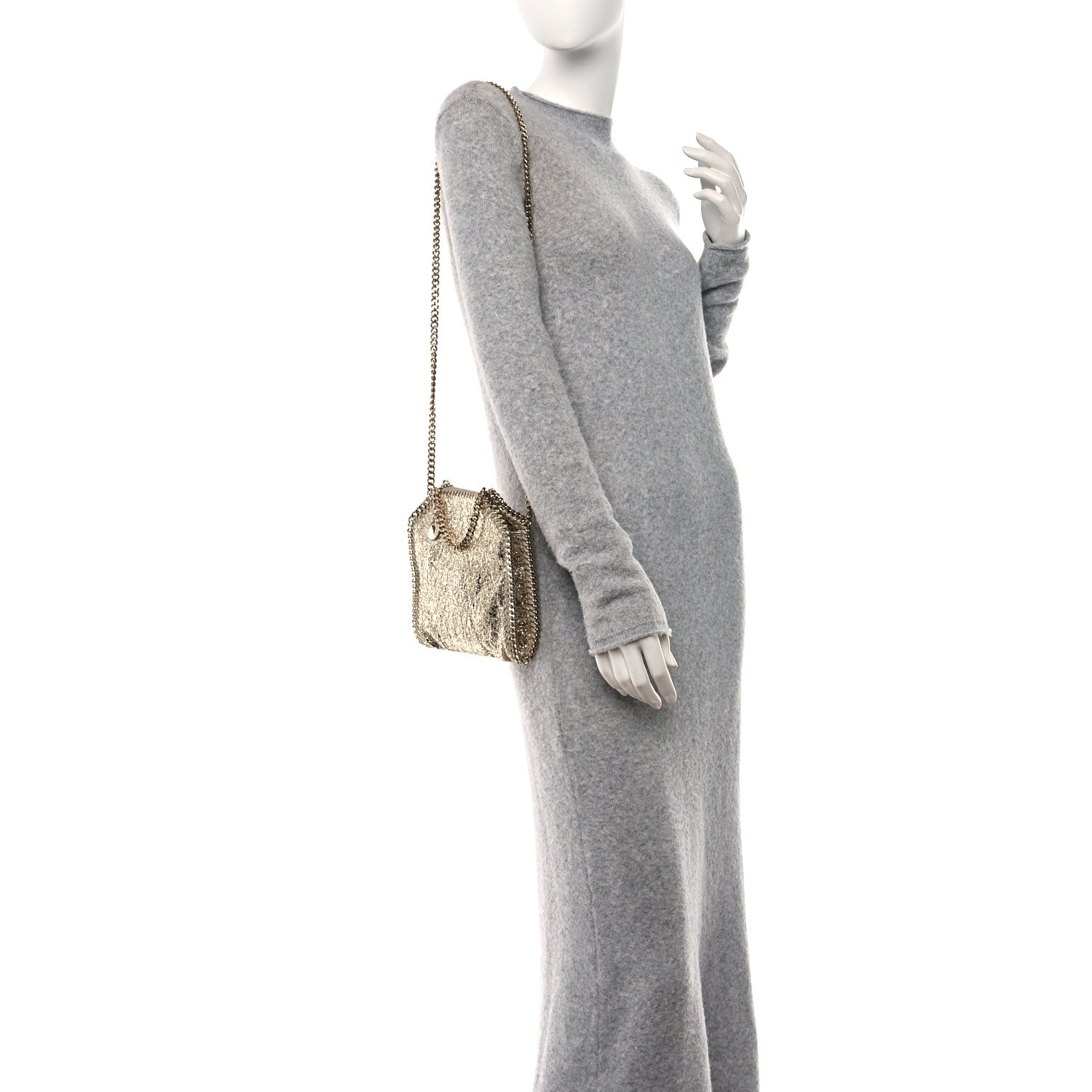 Stella McCartney Metallic Crackle Tiny Falabella Tote Gold 2 of 9