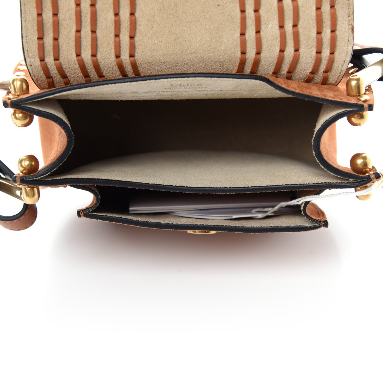 Chloe Suede Calfskin Braided Mini Hudson Shoulder Bag Caramel 5 of 9