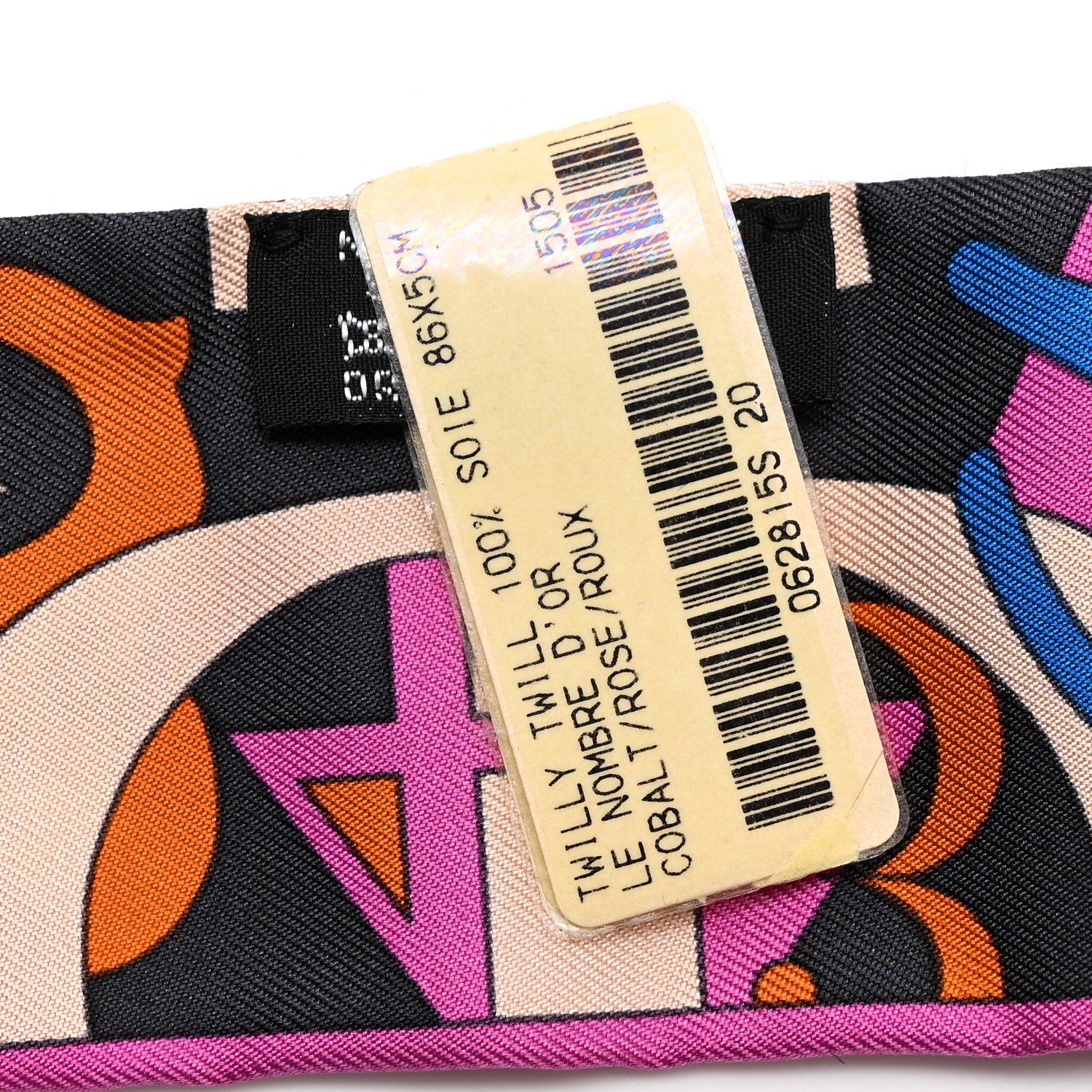 Hermes Silk Le Nombre D'Or Twilly Cobalt Rose Roux 3 of 4