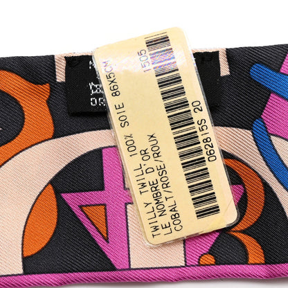 Hermes Silk Le Nombre D'Or Twilly Cobalt Rose Roux 3 of 4