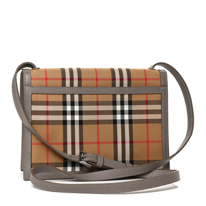 Burberry Grainy Calfskin Vintage Check Small Macken Crossbody Bag Taupe Brown 3 of 13