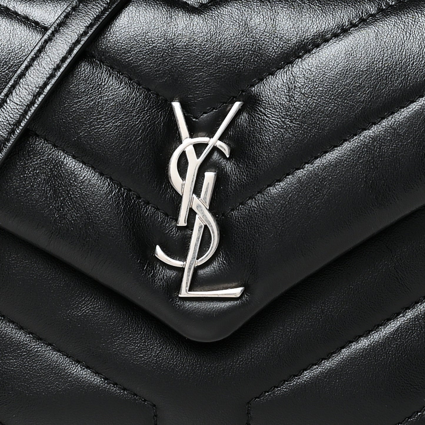 Calfskin Y Quilted Monogram Toy Loulou Crossbody Bag Black