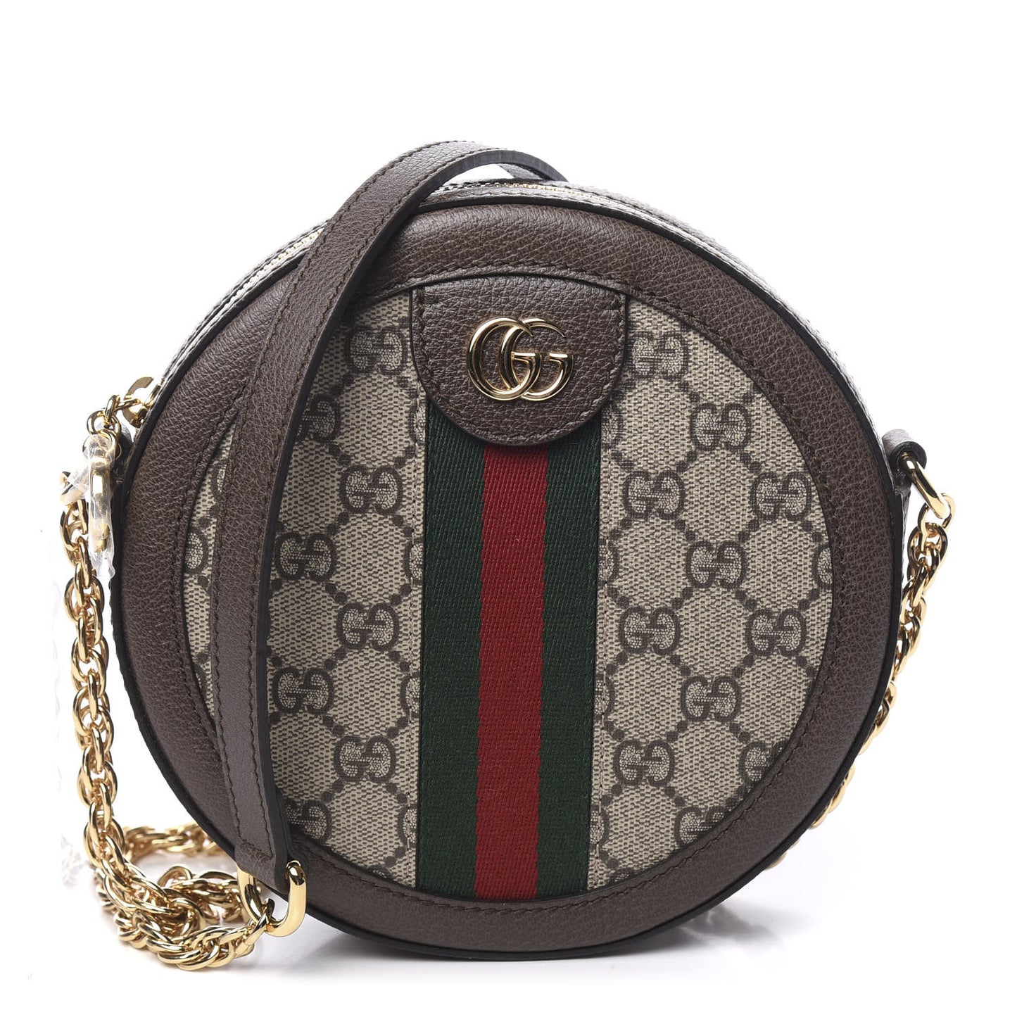 GG Supreme Monogram Web Mini Ophidia Round Shoulder Bag Brown