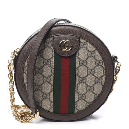 Gucci GG Supreme Monogram Web Mini Ophidia Round Shoulder Bag Brown 1 of 9