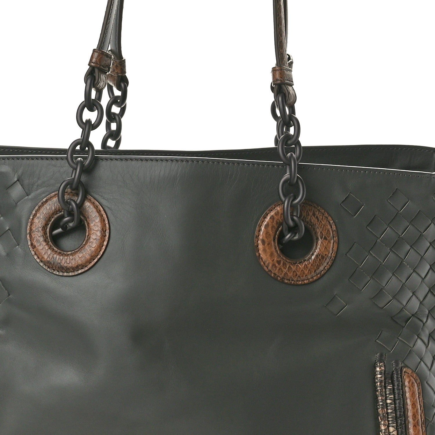 Bottega Veneta Nappa Intrecciato Snakeskin Tote Gray 10 of 13