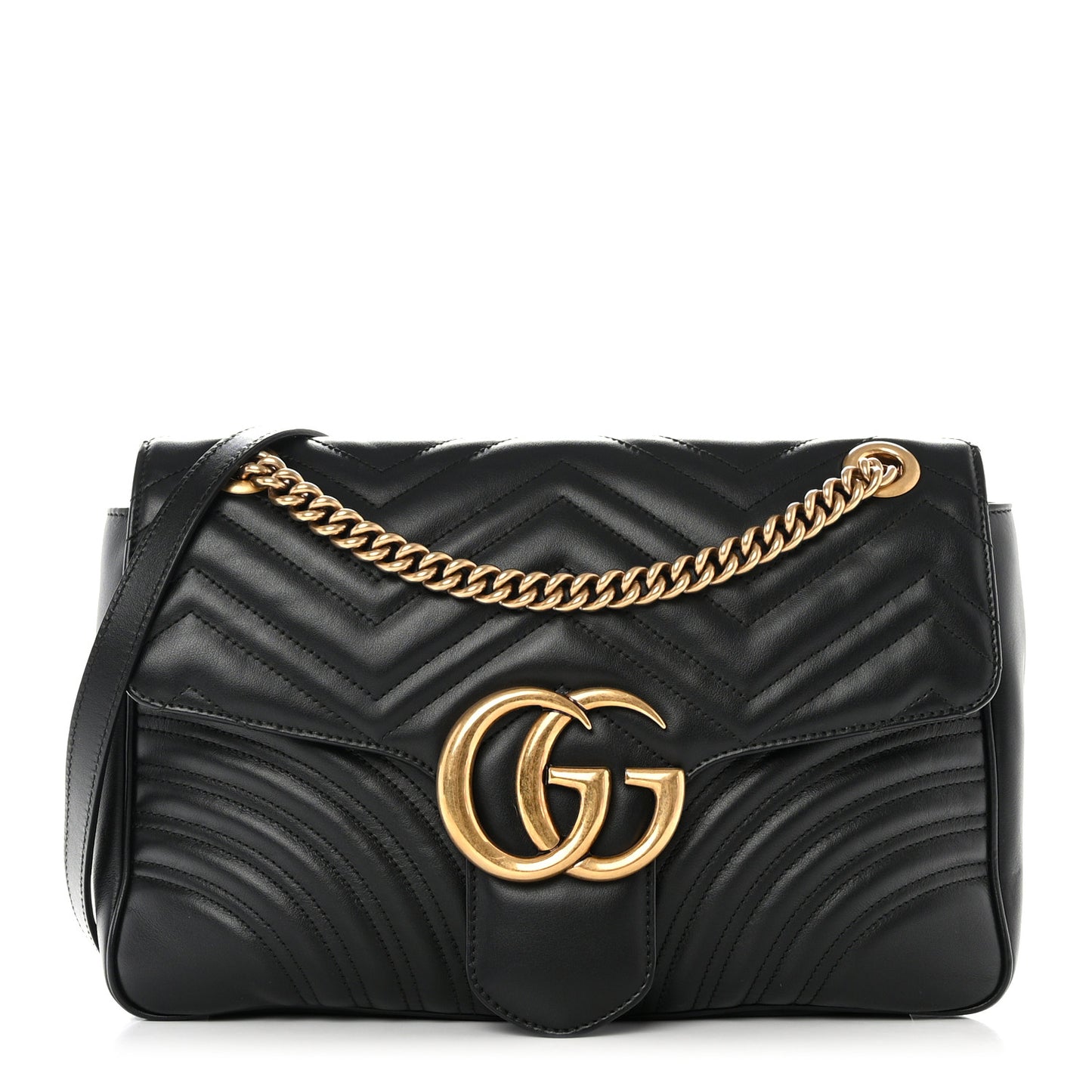 Calfskin Matelasse Medium GG Marmont Shoulder Bag Black