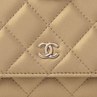 Chanel Metallic Lambskin Quilted Wallet On Chain WOC Gold 10 of 12
