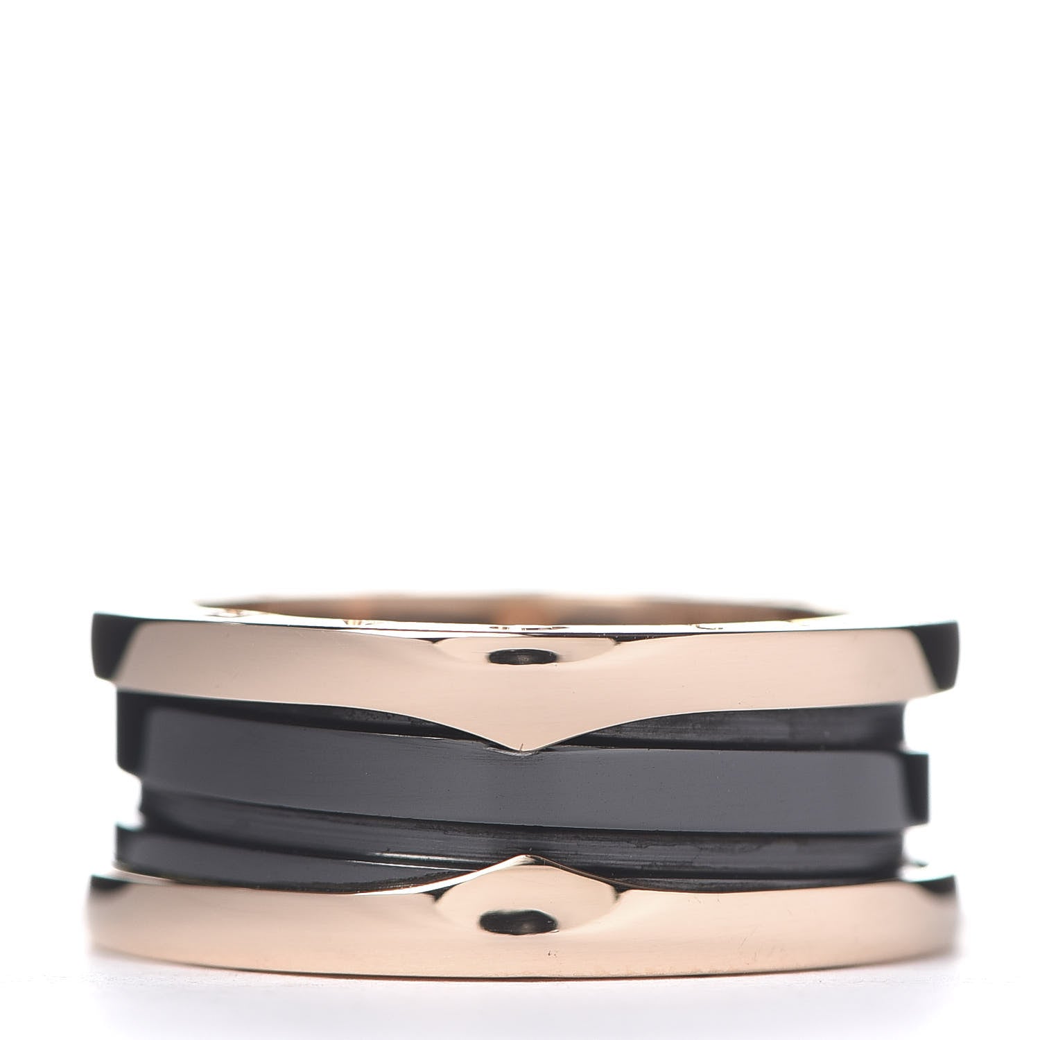 Bulgari 18K Rose Gold Black Ceramic B.Zero1 Two-Band Ring 52 6 3 of 7