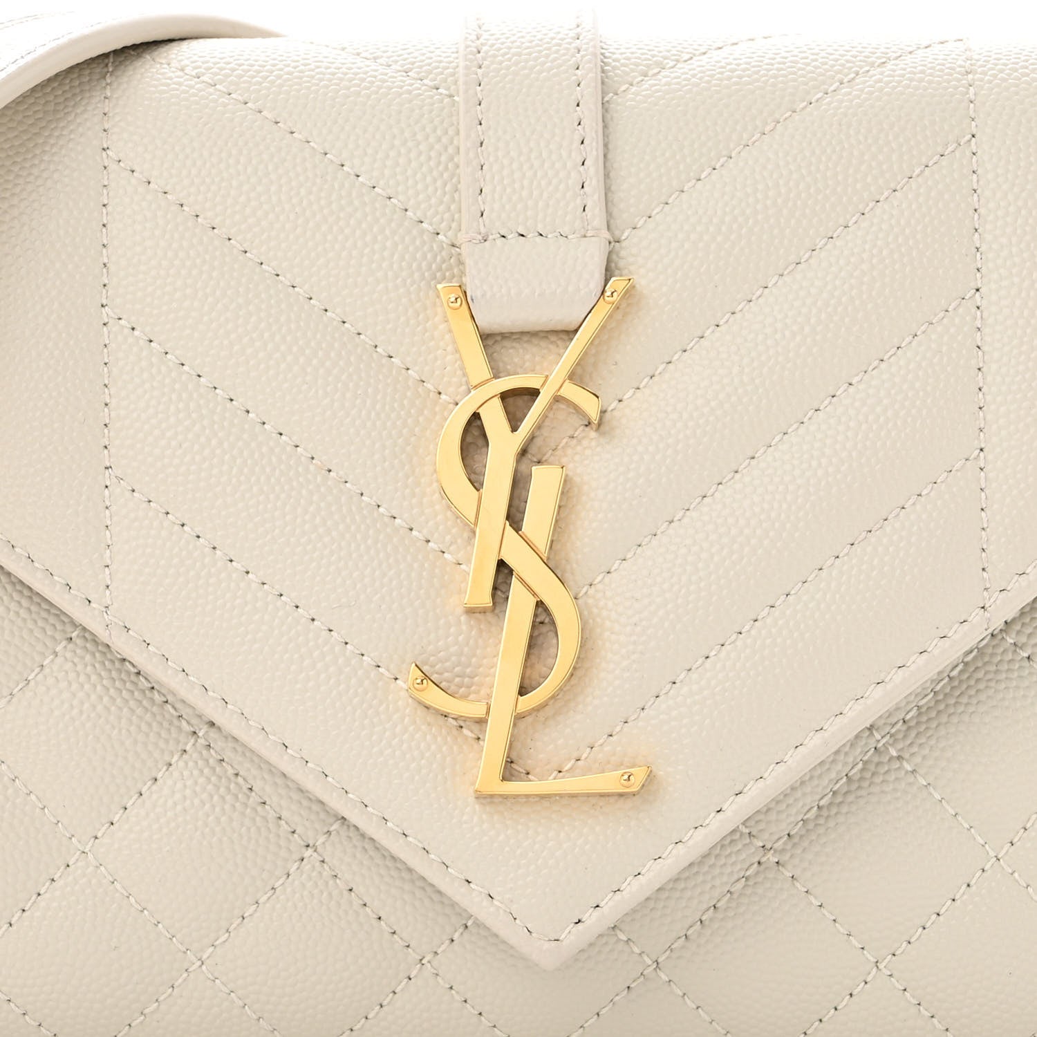 Saint Laurent Grain De Poudre Textured Mixed Matelasse Triquilt Small Monogram Satchel Crema Soft 7 of 12